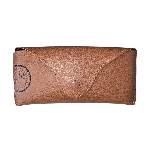 Ray Ban Luxottica Sunglasses Case Fold-Over Tan Light Brown Lined Interior Beach - Picture 1 of 5